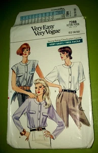 Vintage Miss MP Vogue 7288 locker taillierte Bluse ungeschnitten FF Muster Gr 12 14 16 - Bild 1 von 3