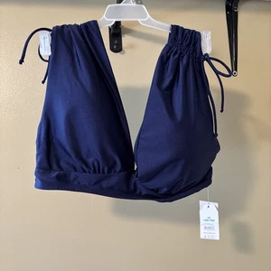Time and Tru Bikini Top Women Plus Size 1X 16W-18W Navy Blue Removable Pads NWT - Picture 1 of 9