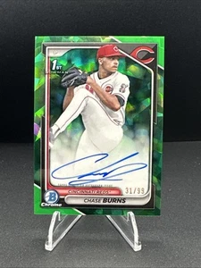 2024 Bowman Draft Sapphire CPA-CB Chase Burns Auto Green /99 - Picture 1 of 7