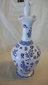 COALPORT BLAU UND WEISS BLUMEN UND VÖGEL, VASE ODER WASSERGLAS MIT STOPFEN - Bild 1 von 5