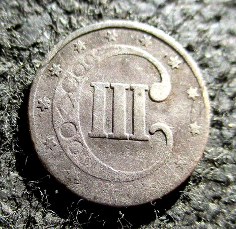 OLD SILVER 1853 USA THREE CENT COIN SHIELD ON SIX SIDED STAR (2) Cover