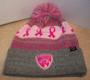 Florida Panthers Beanie Toboggan Knit Pom NHL Pink Ribbon Breast Cancer Awarenes - Picture 1 of 3