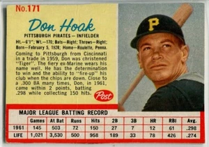 1962 Post Cereal #171 Don Hoak Pittsburgh Pirates - Picture 1 of 2