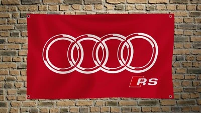 Bandera roja Audi RS 3x5 pies carreras de coches para garaje hombre cueva decoración de pared pancarta Foto 1 de 2