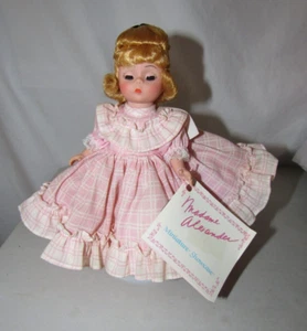 Madame Alexander #405 Amy Puppe in rosa Rüschenkleid, mit Box, Ständer & Etikett 8 Zoll - Bild 1 von 7