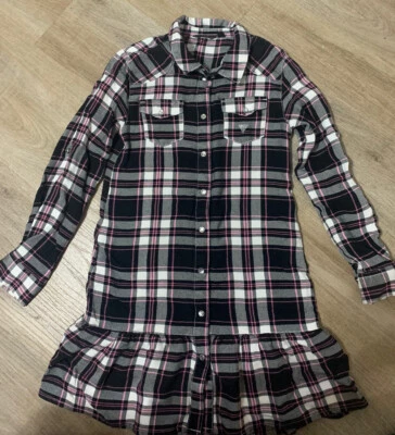 Vestido de manga larga Guess a cuadros negro blanco rosa talla 8 para niña Foto 1 de 4