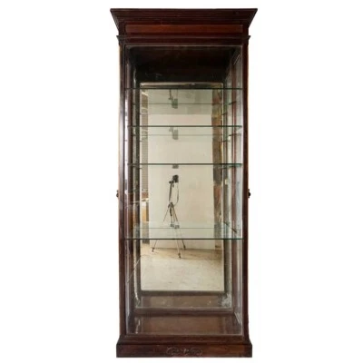 Antique Tall Anglo Indian Teak, Mirrored, Beveled Glass Display Cabinet c. 1890 - Image 1 of 4