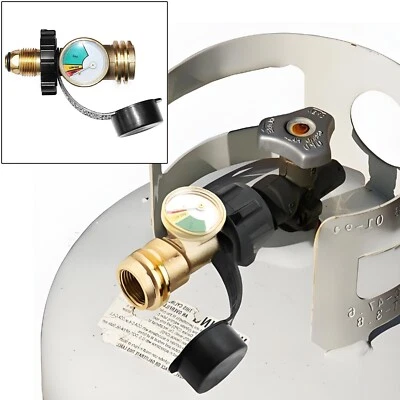 EFFLUVIALTECH POL LP Tank to QCC1 Propane Tank Adapter Converts w/Indicator Pressure Gage