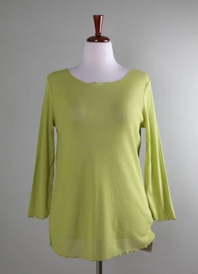 CORTE SUELTO NUEVO CON ETIQUETAS $65 Top de Algodón Chartreuse Semi Transparente Malla Elastizado Talla XL Foto 1 de 4