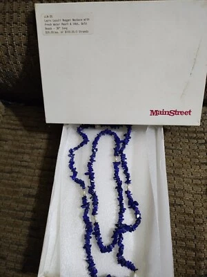 Vtg MainStreet Lapis Lazuli Necklace W/ Fresh Water Pearls & 14kt Gold Beads 36" — 第 1/4 张图片