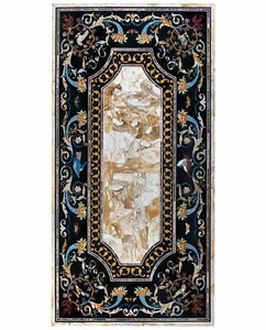 5'x3' antique coffee Marble Table Top Pietra Dura Inlay Home Decor Mosaic - Picture 1 of 4