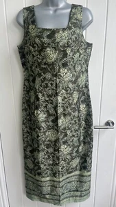 Peruvian Connection Grünes Midikleid Gr. UK8 Pima Baumwolle Blumen Ärmellos - Bild 1 von 8