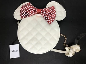 Disney Minnie Mouse Quilted Purse Crossbody Bag Faux Leather Bow Ears - Picture 1 of 10