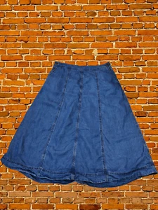 WHITE STUFF SIZE UK 10R MID BLUE SKIRT CASUAL LYOCELL DENIM A-LINE FLARE WOMENS - Picture 1 of 5