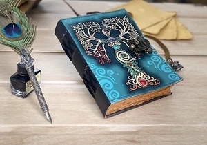 Diario vintage in pelle fatto a mano libro delle ombre libro di schizzi in pelle - Foto 1 di 5