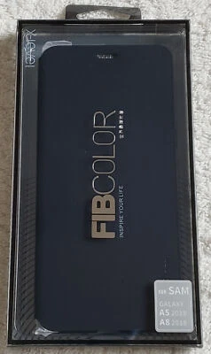For Samsung Galaxy A5 A8 2018 X-Level FIBCOLOR Ult Slim Full Flip Case/Stand BLU - image 1 of 4