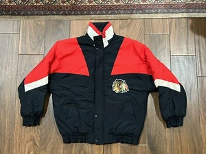 Giacca vintage Chicago Blackhawks grande LINEA GESSO di Russell Puffer Bomber NHL - Foto 1 di 15