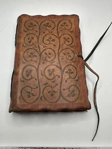 Leather Journal Flower Handmade Notebook Diary Sketchbook Unlined Blank Paper - Picture 1 of 11