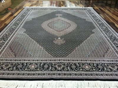  Alfombra de área hecha a mano 9 x 12 alfombra de diseño de peces Mahi de lana y seda Foto 1 de 4