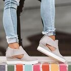 Chellysun Women’s Criss-Cross Cut-Out Wedge Sneakers. Size: 9 Gray. NEW.