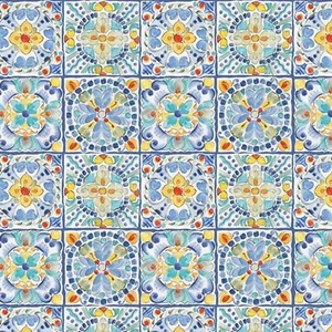 Fabric Mosaic Otomi Design DTEXTILES 1/4 Yard 58289C1 - Picture 1 of 7