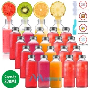 20Pack Empty Clear Plastic Juice Bottles with Tamper-Proof Cap BPA Free Reusable - Picture 1 of 15