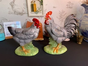 Großes graues Keramik Huhn und Hahn 10" Paar - Bild 1 von 10
