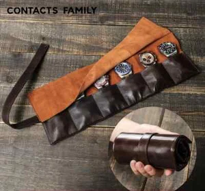 Handgefertigte Echtleder Rolle 6 Uhren Aufbewahrungsbox Etui Schmuck Organizer - Bild 1 von 8