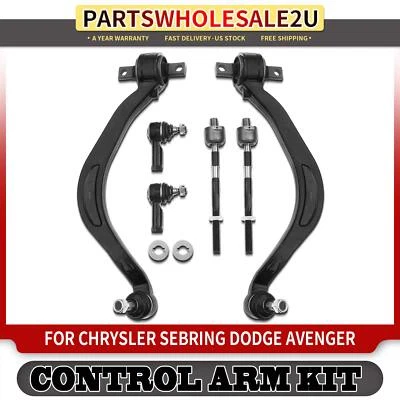 6 peças braço de controle inferior dianteiro com extremidade de haste de amarração de junta esférica para Dodge Chrysler Eagle - Imagem 1 de 4