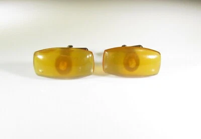 Gemelos tono plata con ámbar rectangular Foto 1 de 4