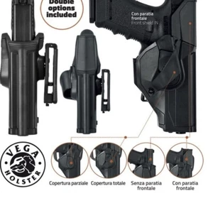VEGA HOLSTER CAMA CCH809 FONDINA POLIMERO GLOCK 45 GEN 5 MANO DESTRA NERO - Foto 1 di 6