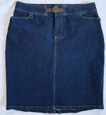 Mujer Vintage Dark Chaps Denim y2k Años 90 Midi Falda Vaquera con Cinturón de Cuero Talla 8 Foto 1 de 4