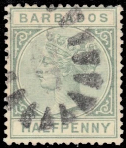 BARBADOS 60a (SG89) - Queen Victoria "1882 Dull Green" (pb73901) - Picture 1 of 1