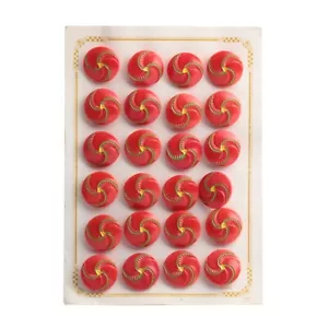 Card (24) Vintage Czech Deco 1920's hand painted red spiral glass buttons 18mm - Picture 1 of 3