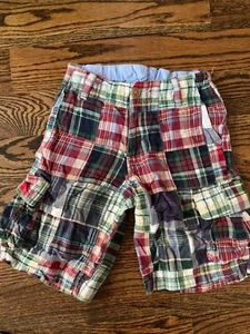 Crewcuts MADRAS PLAID PATCH Preppy Light Summer Cool CARGO POCKETS Shorts Boys 6 - Picture 1 of 3