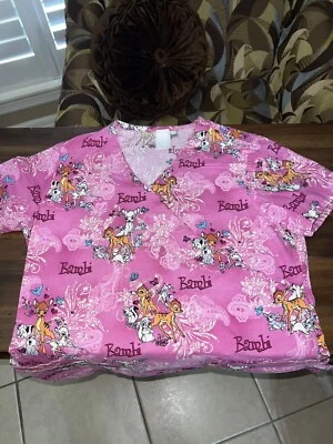 Blusa Médica Mujer Disney Bambi Manga Corta Rosa Foto 1 de 4
