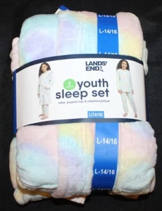 New LANDS' END youth sleep set 3 pc - Robe, pajama top and bottoms Size 14/16 - Picture 1 of 2