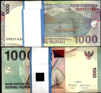 INDONESIA 1000 RUPIAH P-141 2000-2011 UNC *Replacement x 100 Pcs Lot BUNDLE NOTE - Image 1 of 2