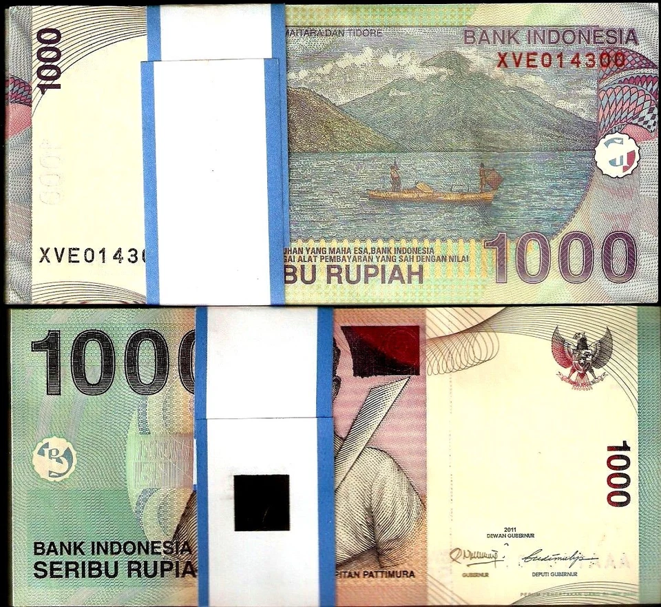 INDONESIA 1000 RUPIAH P-141 2000-2011 UNC *Replacement x 100 Pcs Lot BUNDLE NOTE - Image 1 of 2
