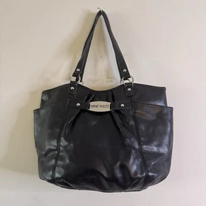 NINE WEST schwarz Kunstleder Shopper Schultertasche Hobo Bag Handtasche Grunge 90er - Bild 1 von 9