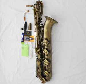 Latest TaiShan Baritone Saxophone Antique Bronze SAX With ABALONE Key free ship - Picture 1 of 8