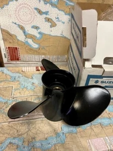 Suzuki #58100-90J31-019 Black Aluminum 3 Blade Propeller 14" X  23" RH. - Picture 1 of 4