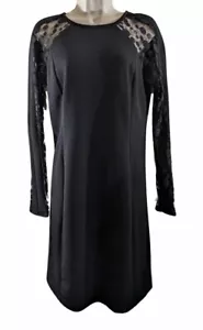 Philosophy Sheath Dress Womens Size 6 Black Knee Length Long Lace Sleeves - Picture 1 of 10