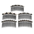 5Pcs Rhinestone And Faux Pearl Side Hair Comb Set 18 Wide Teeth Bride Accessori