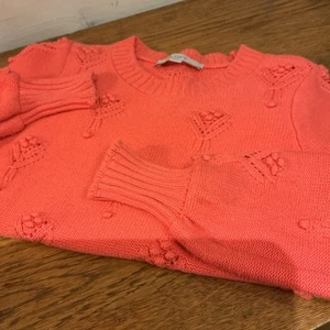 Loft Ladies XXS Bobble Coral Pointelle Sweater Classic Preppy  - Picture 1 of 9