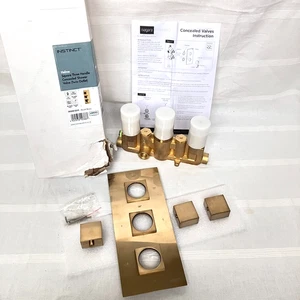 Casco Oculto Cuadrado Tres Mangos Válvula de Ducha Latón Cepillado INSHE1019 NUEVO - Imagen 1 de 11