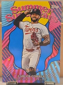 2025 Topps Series 2 Carlos Correa Summer Superstars Blue Foil SS25 #/150 - Picture 1 of 2