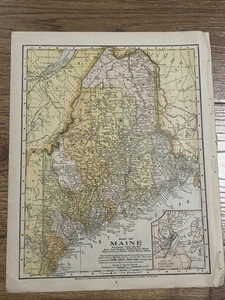 Antique 1905 Map Of Maine 13.5”x11” - Picture 1 of 7