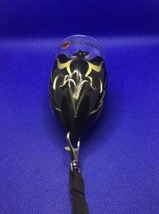 Vaso Snifter Bacardí con cordón de logotipo diseño de murciélago dorado negro vajilla promocional - Imagen 1 de 5