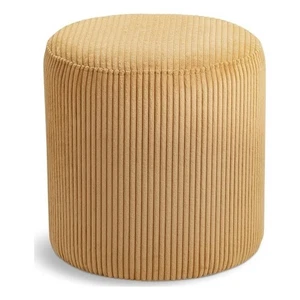 Maklaine Contemporary Soft Yellow Microsuede Fabric Ottoman/Stool - Picture 1 of 7